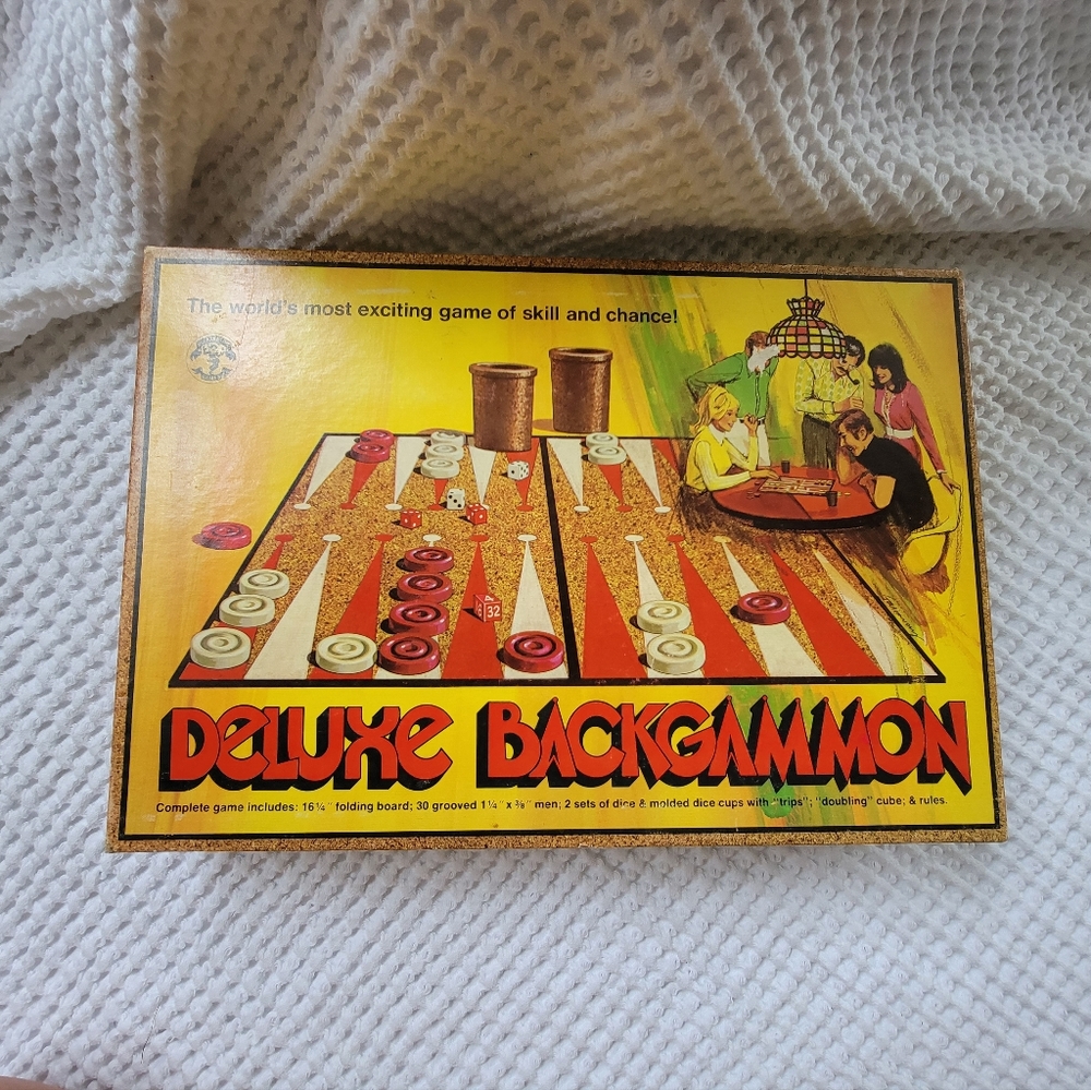 🎩Vintage 1973 Deluxe Backgammon/Checkers Board Game
